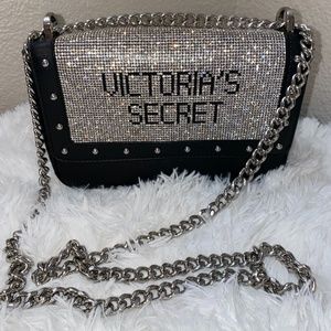 Black Victoria Secret Bling Out Purse with Chain